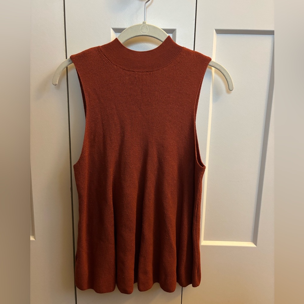 LOFT Sleeveless Knit Top in Dark Burnt Orange